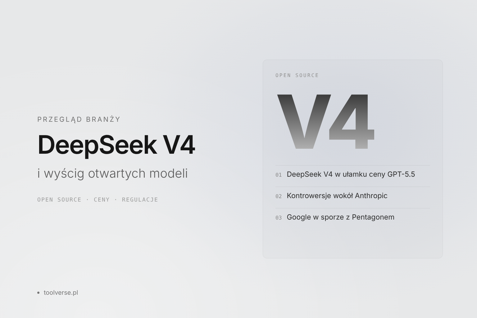 DeepSeek V4, kontrowersje Anthropic i wyścig otwartych modeli AI — co się dzieje w branży?