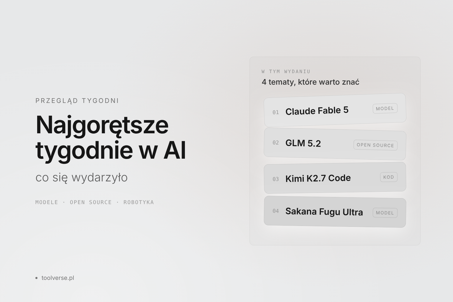 Najgorętsze tygodnie w AI: skandal z Claude Fable 5, chiński open source i roboty w fabrykach